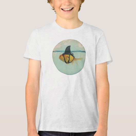 Goldvis met haaienvinnen Tri-Blend shirt (Voorkant)