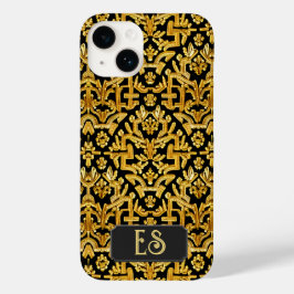 Goldwork-borduurwerk - Gold op Black Damask-toepas Case-Mate iPhone 14 Hoesje
