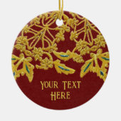 Goldwork Embroidery on Fabric Effect, jouw tekst Keramisch Ornament (Voorkant)