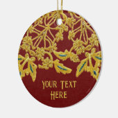 Goldwork Embroidery on Fabric Effect, jouw tekst Keramisch Ornament (Links)