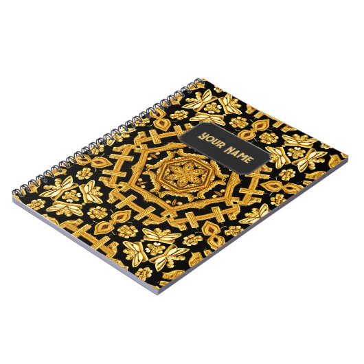 Goldwork Embroidery Pattern - Voeg Tekst toe aan N Notitieboek (Linkerzijde)