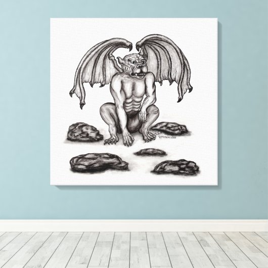 Golem Gargoyle Canvas Afdruk (Insitu (Houten vloer))