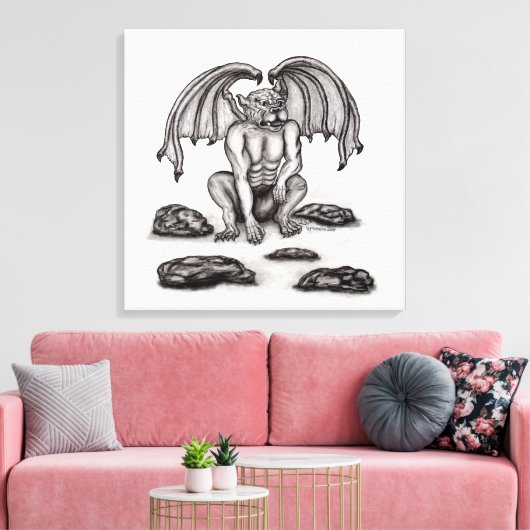 Golem Gargoyle Canvas Afdruk (Insitu (Woonkamer))
