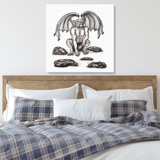 Golem Gargoyle Canvas Afdruk (Insitu (Slaapkamer))