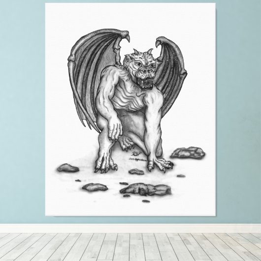 Golem Gargoyle Canvas Afdruk (Insitu (Houten vloer))