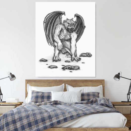 Golem Gargoyle Canvas Afdruk (Insitu (Slaapkamer))