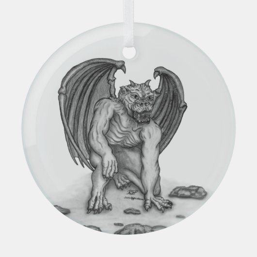 Golem Gargoyle Glas Ornament (Voorkant)