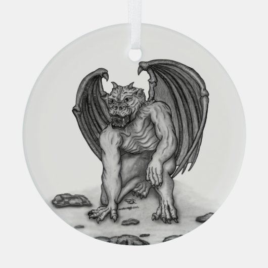 Golem Gargoyle Glas Ornament (Achterkant)