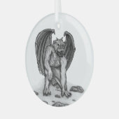 Golem Gargoyle Glas Ornament (Voorkant links)