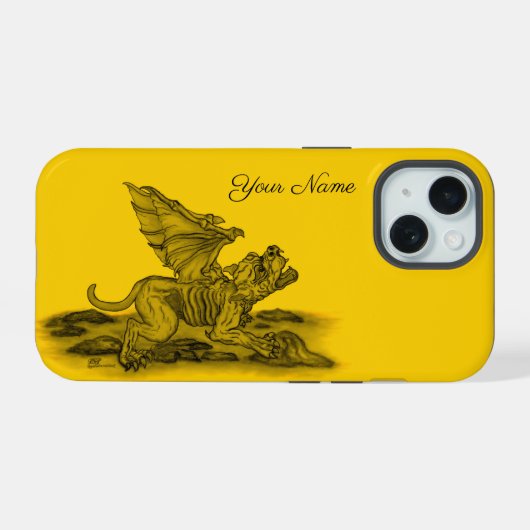Golem Gargoyle iPhone 15 Case (Achterkant horizontaal)