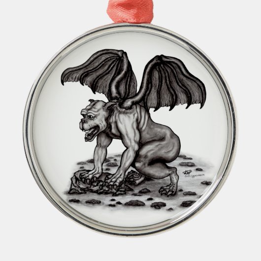 Golem Gargoyle Metalen Ornament (Voorkant)
