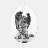 Golem Gargoyle Metalen Ornament (Voorkant links)