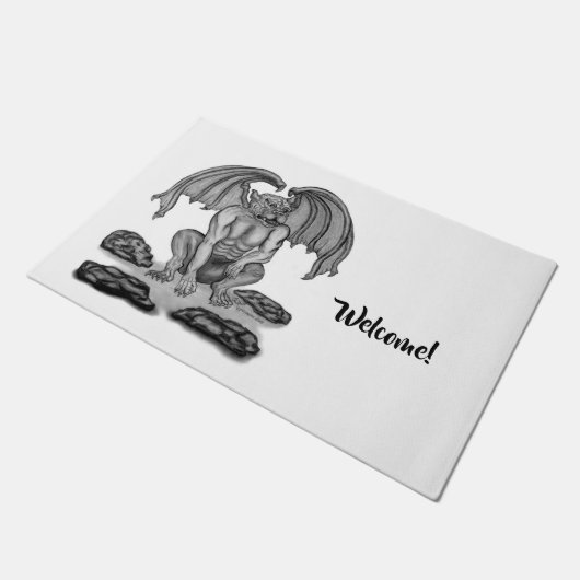 Golem Gargoyle, ontwerp voor zwart-wit Deurmat (Schuin)