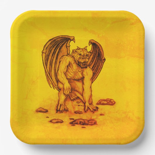 Golem Gargoyle Papieren Bordje (Voorkant)