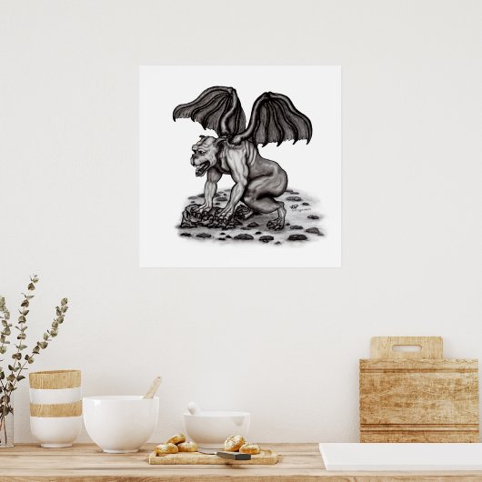 Golem Gargoyle Poster (Keuken)