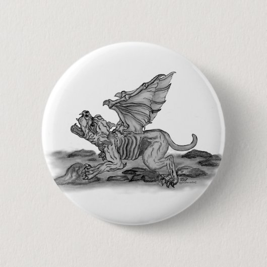 Golem Gargoyle Ronde Button 5,7 Cm (Voorkant)