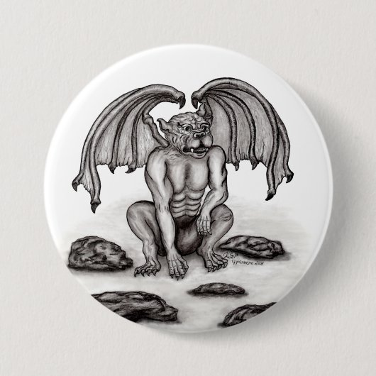 Golem Gargoyle Ronde Button 7,6 Cm (Voorkant)