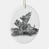 Golem Gargoyle schwarz weiss Zeichnung Keramisch Ornament (Rechts)