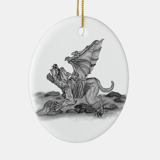 Golem Gargoyle schwarz weiss Zeichnung Keramisch Ornament (Rechts)