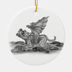 Golem Gargoyle schwarz weiss Zeichnung Keramisch Ornament