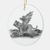 Golem Gargoyle schwarz weiss Zeichnung Keramisch Ornament (Links)