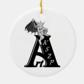 Golem Gargoyle schwarz weiss Zeichnung Keramisch Ornament (Achterkant)