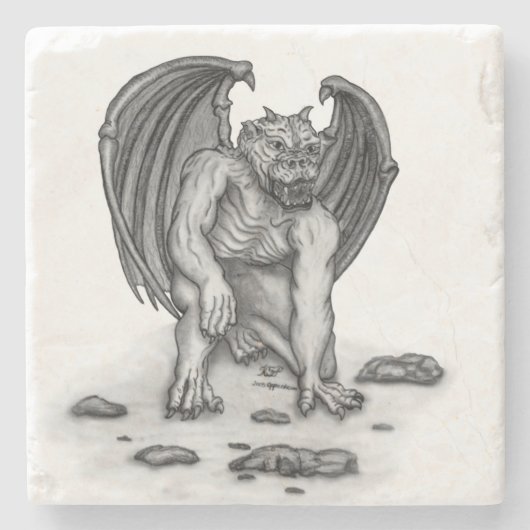 Golem Gargoyle Stenen Onderzetter (Voorkant)