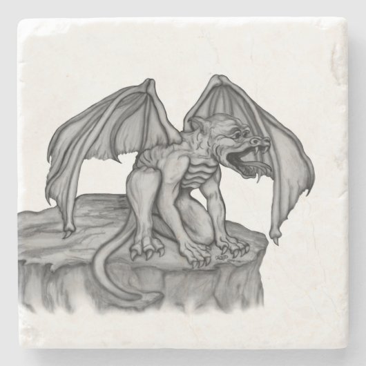 Golem Gargoyle Stenen Onderzetter (Voorkant)