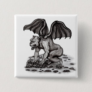 Golem Gargoyle Vierkante Button 5,1 Cm