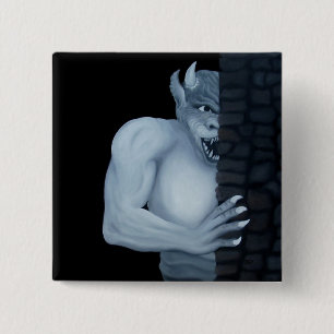 Golem - Gargoyle Vierkante Button 5,1 Cm