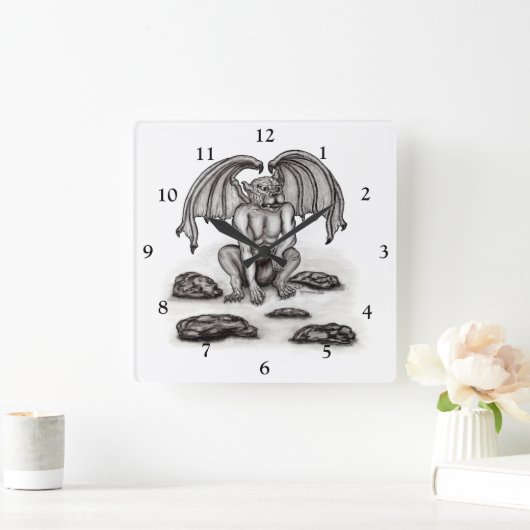 Golem Gargoyle Vierkante Klok (Huis)