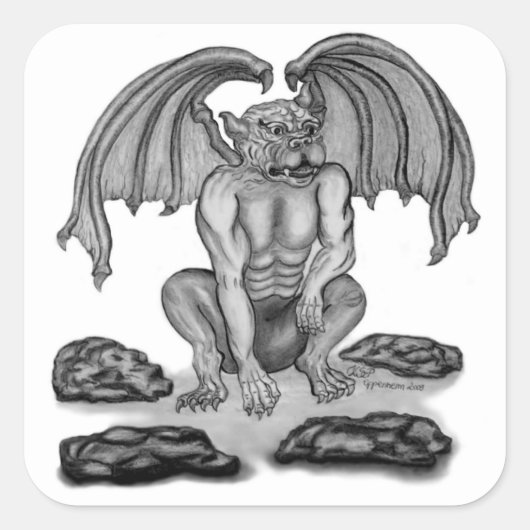 GOLEM Gargoyle Vierkante Sticker (Voorkant)