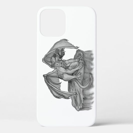 Golem Gargoyle zwart-wit design Case-Mate iPhone Case (Achterkant)