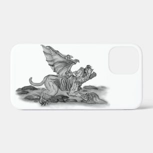 Golem Gargoyle zwart-wit design Case-Mate iPhone Case