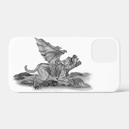 Golem Gargoyle zwart-wit design Case-Mate iPhone Case (Achterkant (horizontaal))
