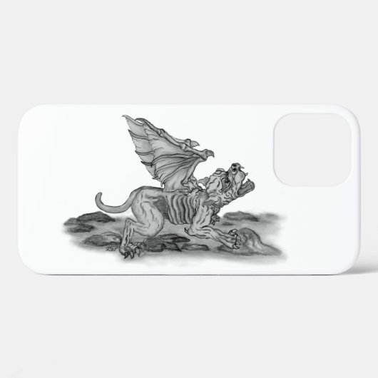 Golem Gargoyle zwart-wit design Case-Mate iPhone Case (Achterkant (horizontaal))