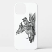 Golem Gargoyle zwart-wit design Case-Mate iPhone Case (Achterkant)