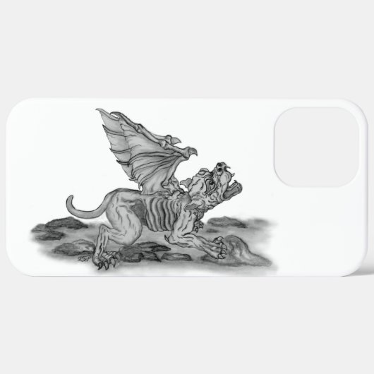 Golem Gargoyle zwart-wit design Case-Mate iPhone Case (Achterkant (horizontaal))