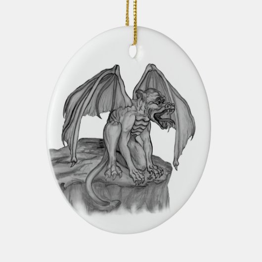 GOLEM - Gargoyle zwart-wit design Keramisch Ornament (Rechts)