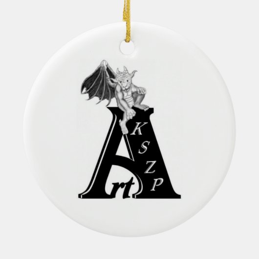 GOLEM - Gargoyle zwart-wit design Keramisch Ornament (Achterkant)