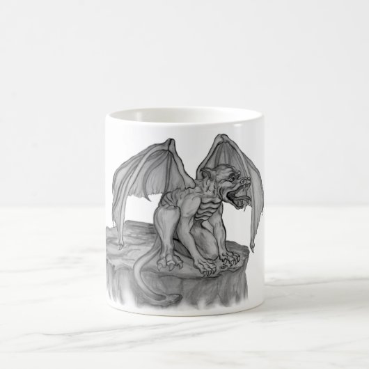 GOLEM - Gargoyle zwart-wit design Koffiemok (Center)