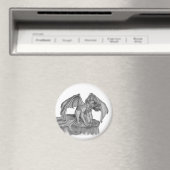 GOLEM - Gargoyle zwart-wit design Magneet (Insitu (Vaatwasser))