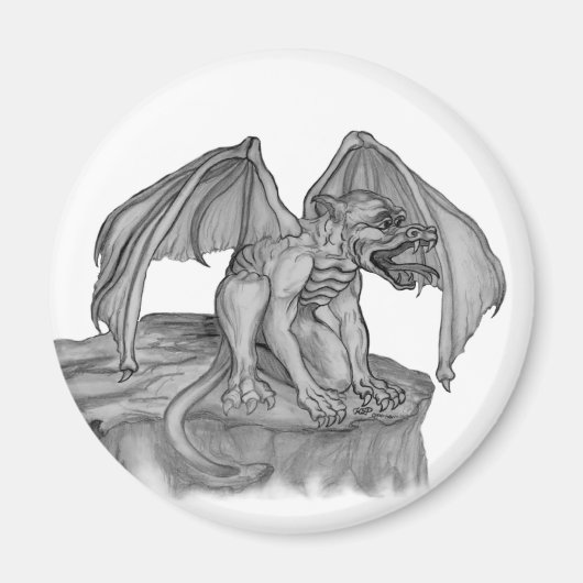 GOLEM - Gargoyle zwart-wit design Magneet (Voorkant)