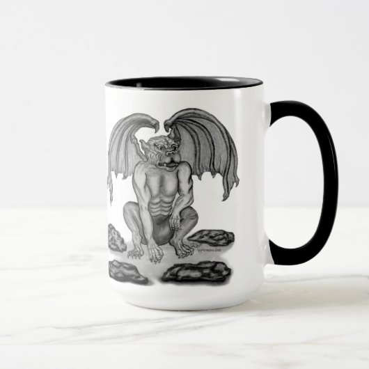 Golem Gargoyle zwart-wit design Mok (Rechts)