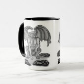 Golem Gargoyle zwart-wit design Mok (Voorkant links)