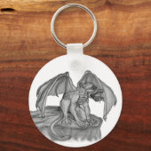 GOLEM - Gargoyle zwart-wit design Sleutelhanger (Voorkant)