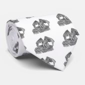 GOLEM - Gargoyle zwart-wit design Stropdas (Opgerold)