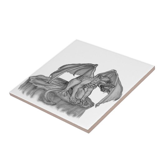 GOLEM - Gargoyle zwart-wit design Tegeltje (Zijkant)