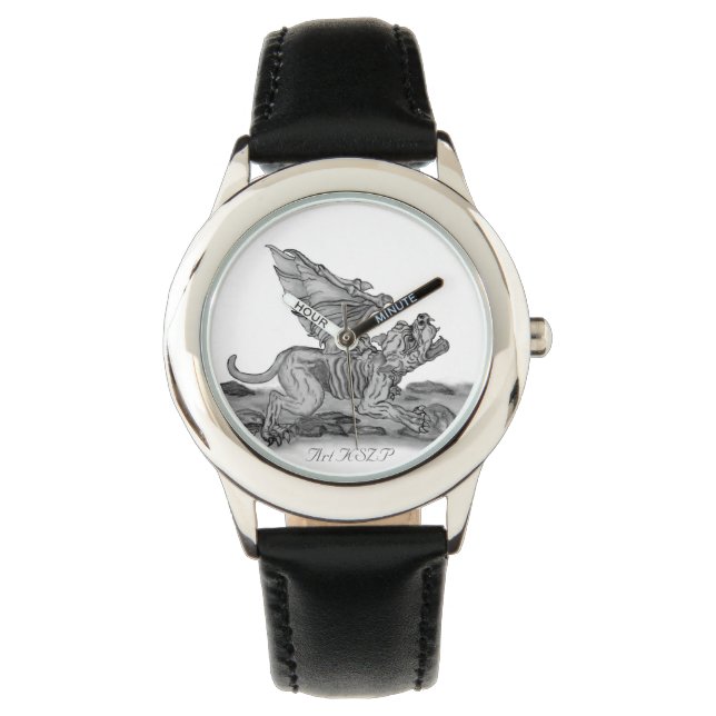 Golem Gargoyle, zwart-wit ontwerp Horloge (Voorkant)