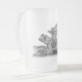 GOLEM Gargoyle Zwart-wit ontwerp Matglas Bierpul (Voorkant links)